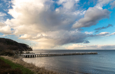 Wall Mural - Rocks and sandy beach on the coast of the Baltic Sea in Gdynia