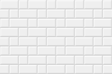  White squares and rectangles tile seamless pattern. Ceramic or stone brick background. Kitchen backsplash or bathroom wall or floor decoration texture. Vector flat illustration
