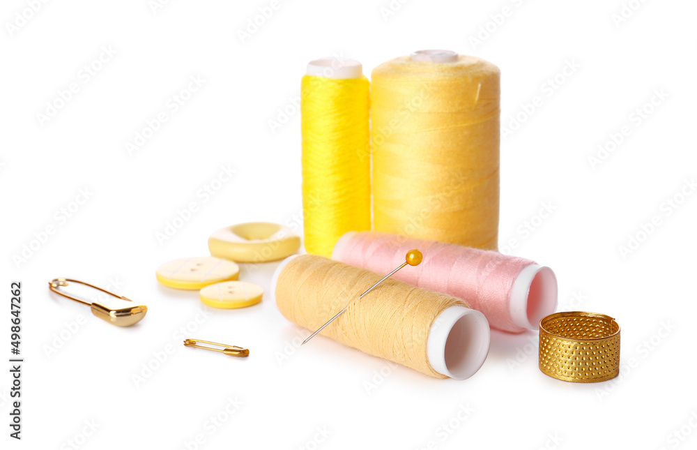 Sewing set on white background