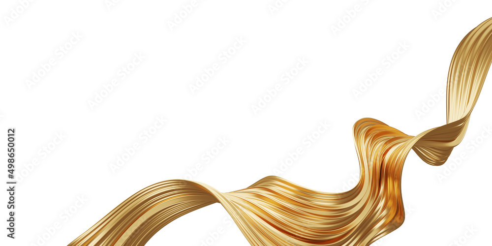 Abstract golden luxury wave on white background with copy space 3D ...