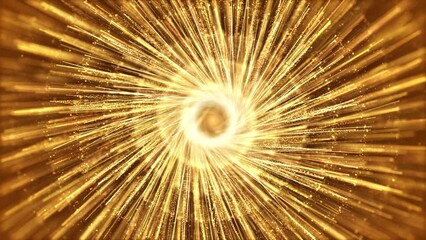 Wall Mural - Golden particles light rotation, spiral particle stripes, ripple particle video, luxury award ceremony background.