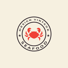 crab  seafood  vintage  logo design vector icon illustration graphic creative idea