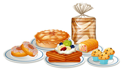 Wall Mural - Set of different bakery and pastry