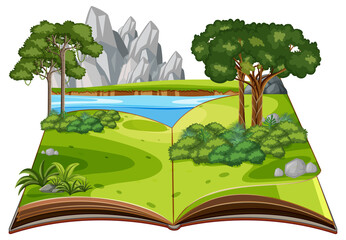 Sticker - Pop up book with outdoor nature scene