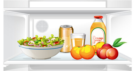 Poster - An inside the refrigerator with food