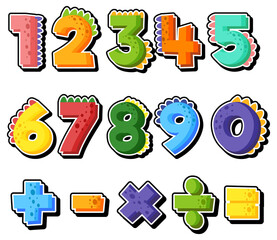 Wall Mural - Counting number 0 to 9 and math symbols