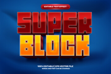 Canvas Print - super hero block pixel game 3d editable text effect