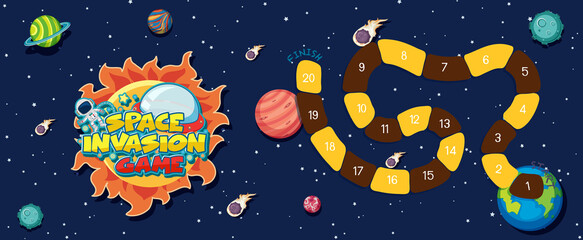 Wall Mural - Game template with space theme background