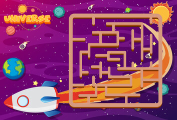 Wall Mural - Game template with space theme background
