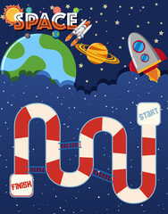 Wall Mural - Game template with space theme background