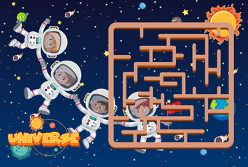 Wall Mural - Game template with space theme background