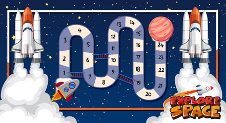 Wall Mural - Game template with space theme background