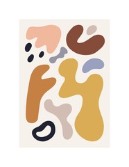 Leinwandbilder - Creative wall art with modern abstract shapes. Contemporary interior poster with organic elements. Trendy minimalistic painting. Stylish framed decor for printing on canvas. Flat vector illustration