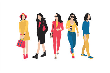 Vector illustration of casual women bundle