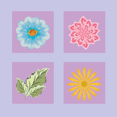 Wall Mural - icons different flowers