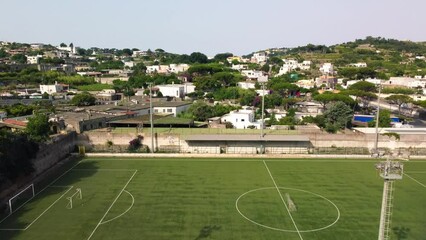 Sticker - Overhead aerial view of soccer field. Sport concept, outdoor activity and fitness concept