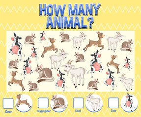 Wall Mural - counting number template with animal