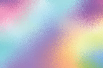 Wall Mural - Colorful iridescent, holographic rainbow foil texture, gradient background for prints. Vector illustration.