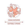 Canine distemper terracotta concept icon. Disease risk for dogs abstract idea thin line illustration. Contagious virus. Isolated outline drawing. Editable stroke. Arial, Myriad Pro-Bold fonts used