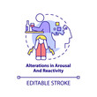 © IMG visuals icons - Alterations in arousal and reactivity concept icon. Criteria for PTSD abstract idea thin line illustration. Isolated outline drawing. Editable stroke. Arial, Myriad Pro-Bold fonts used