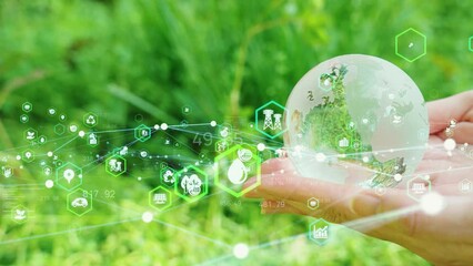 Aufkleber - Environmental technology concept. Resource recycling. Recycling society. Green tech. Sustainable development goals. SDGs.