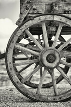 Old Wagon Wheel With Sepia Processing.
