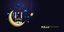 Hajj Mabrour Illustration, Typography In Arabic And English Means "may Allah Accept Your Hajj. Vector Illustration