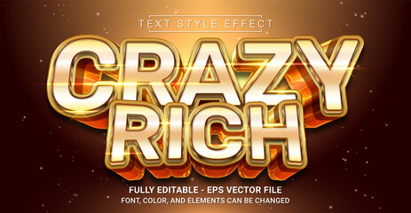 Canvas Print - Crazy Rich Text Style Effect. Editable Graphic Text Template.