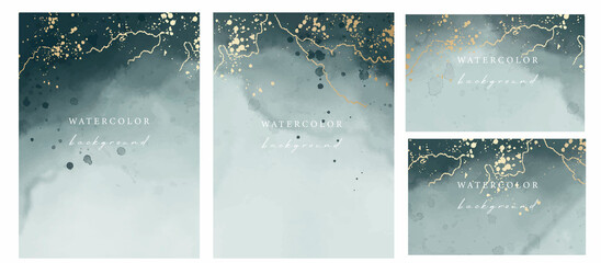 Wall Mural - Set of vector watercolor universal backgrounds with copy space for text. Design for card, invitation.