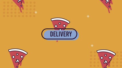 Poster - delivery food service pizza pattern animation