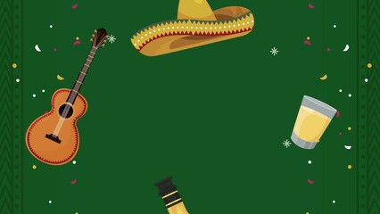 Canvas Print - mexican fiesta celebration with pattern animation