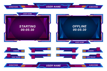 Set futuristic stream overlay geometric frames template vector