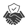 © Віталій Баріда - Handshake and shield icon. Business agreement with check mark and protect secure sign. World partnership symbol. Vector isolated on white.
