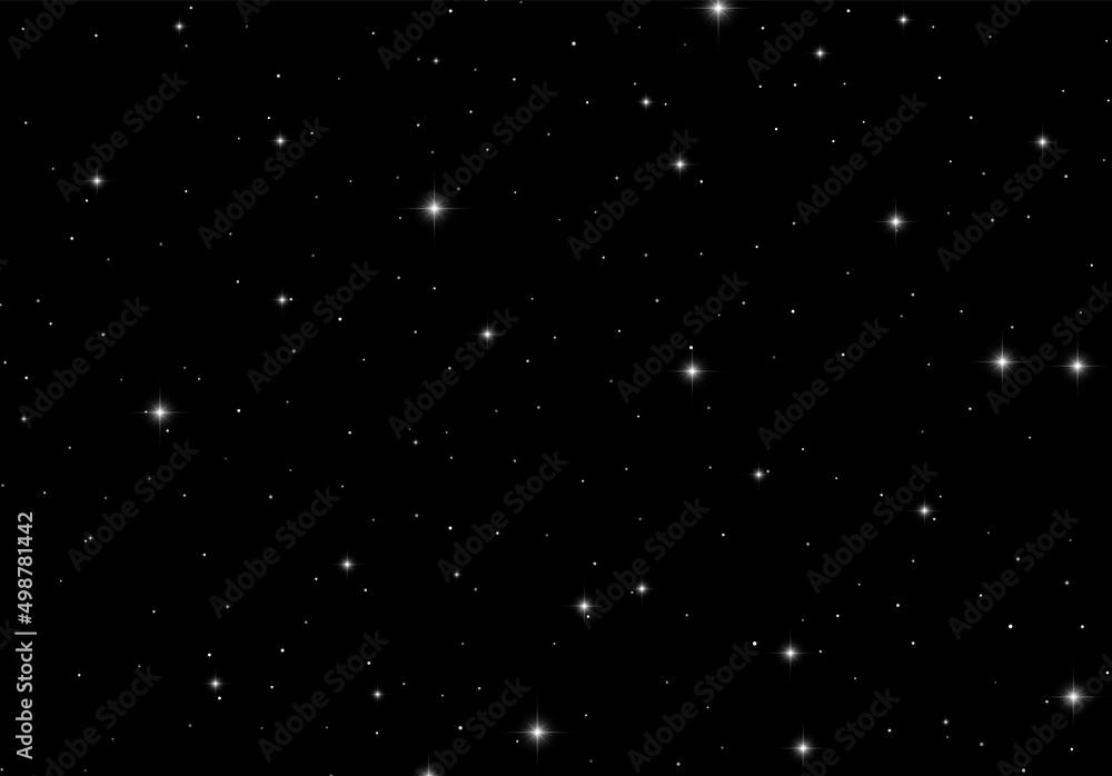 Starry night abstract background with scattered vector stars in the ...
