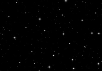 Wall Mural - starry night abstract background with scattered vector stars in the black sky