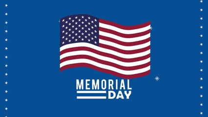 Sticker - memorial day lettering with flag animation