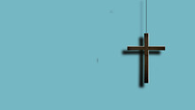Christian Wooden Cross On A Background Of Walls