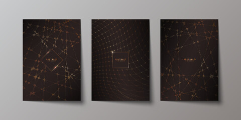 Wall Mural - shiny black festive elegant geometric backgrounds set with golden glitter. premium brilliance decora