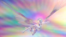 3d Illustration Of An Angel Flying Through The Astral Cosmos
