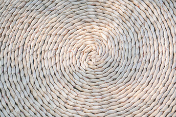 Wall Mural - Abstract background of wicker rope circular pattern, rough and gradient light brown texture