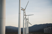 Row Of Wind Turbines Near Palm Springs 