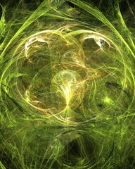 Wall Mural - green flame and light void with energy pattern