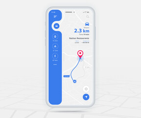 Map GPS navigation app ux ui concept, Mobile map application, Smartphone App search map navigation, Technology map, City navigate maps, City street, gps tracking, Location tracker, Vector illustration