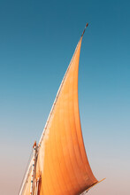 Felucca Is A Traditional Sail Boat Used For Tourist Transport And Cruise Down The Nile In Luxor City In Egypt