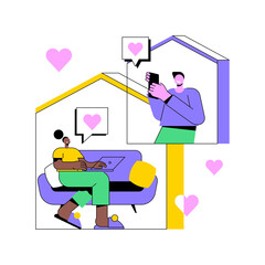 Wall Mural - Online relationships abstract concept vector illustration. Romantic couple, girlfriend and boyfriend online meeting, virtual dating, social network, video application, romance abstract metaphor.