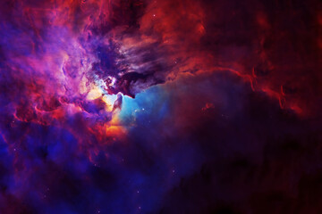 Wall Mural - The cosmic nebula is red. Elements of this image were furnished by NASA