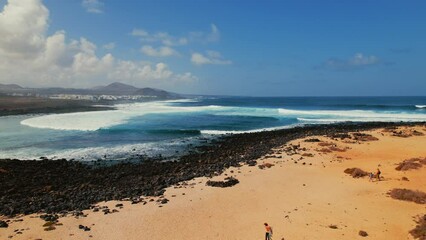 Wall Mural - Playa de La Isleta beach of Lanzarote Island. Canary, Europe, Spain. Travel destinations, spanish resorts and famous places concept