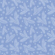 seamless blue christmas tree background. Pattern with christmas tree branch and snowflakes