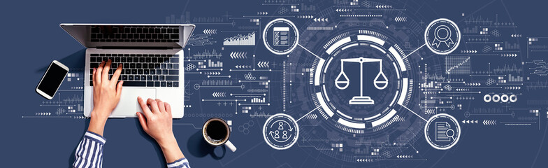 Wall Mural - legal advice service concept with person using a laptop computer