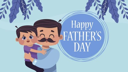 Poster - fathers day lettering with son animation